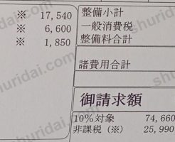 ダイハツ ムーヴ LA110S の車検で108,116円が掛かった実際の整備明細書